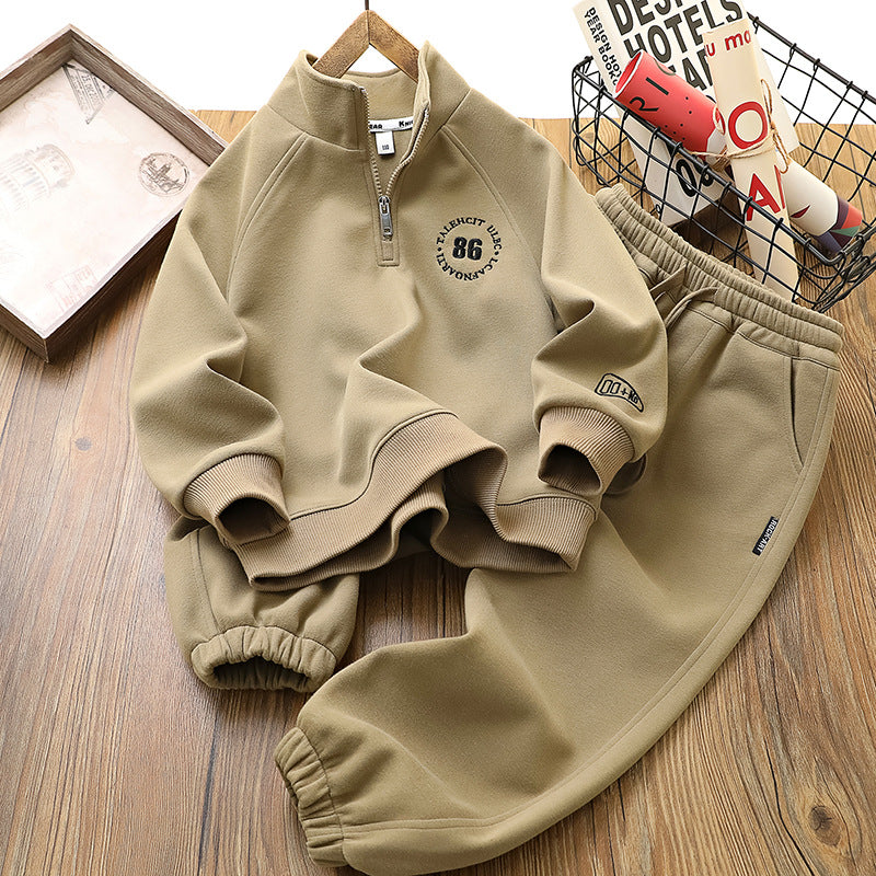 Children's Boys Spring Clothes Sports Two-piece Medium Big Handsome Children's Suit
