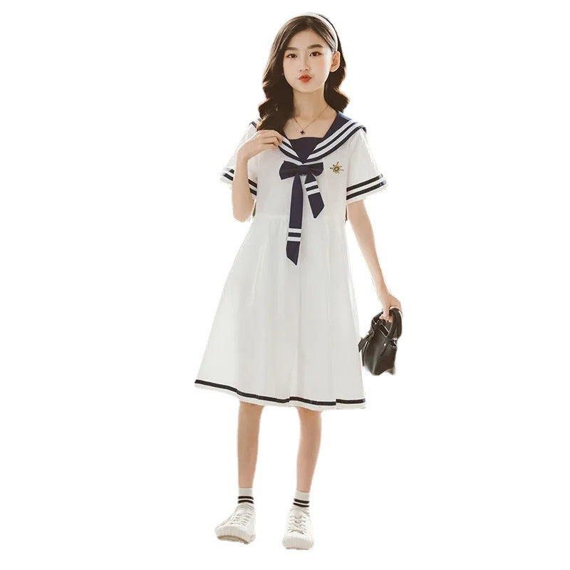 Children's Summer Fashionable Princess College Navy Style Little Children's Dress