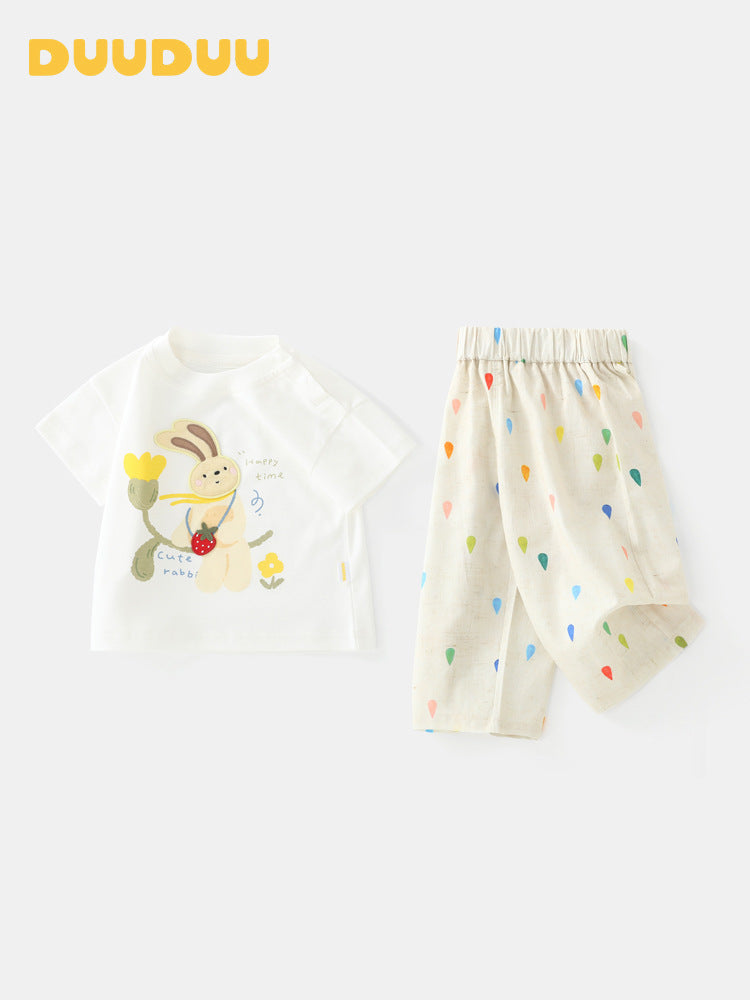 Children's Feeling Korean Style Clothes Suit Two-piece Clothing Children's T-shirt
