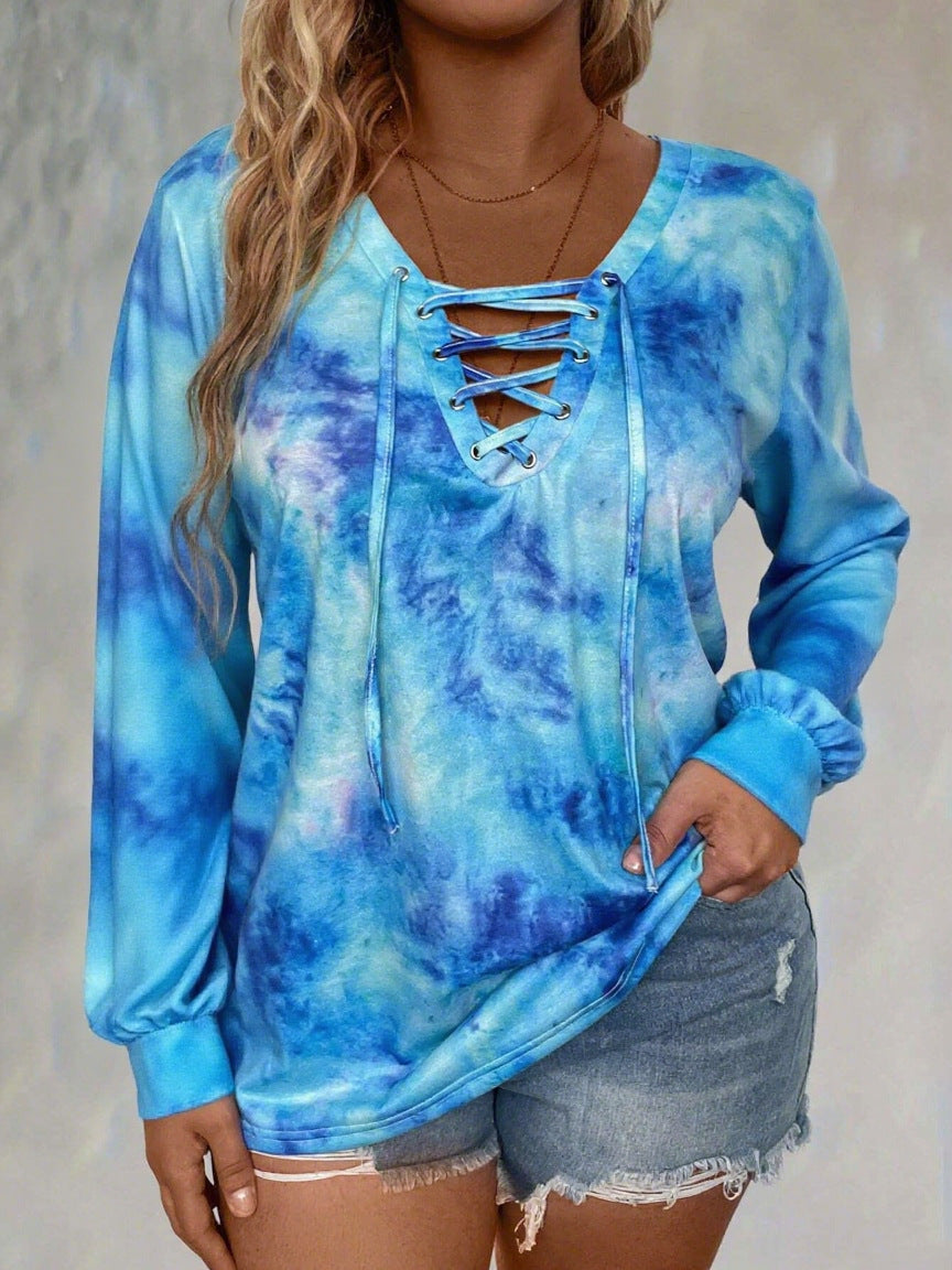 Women's Spring Printing Casual Long Sleeve Elegant Large Size T-shirt