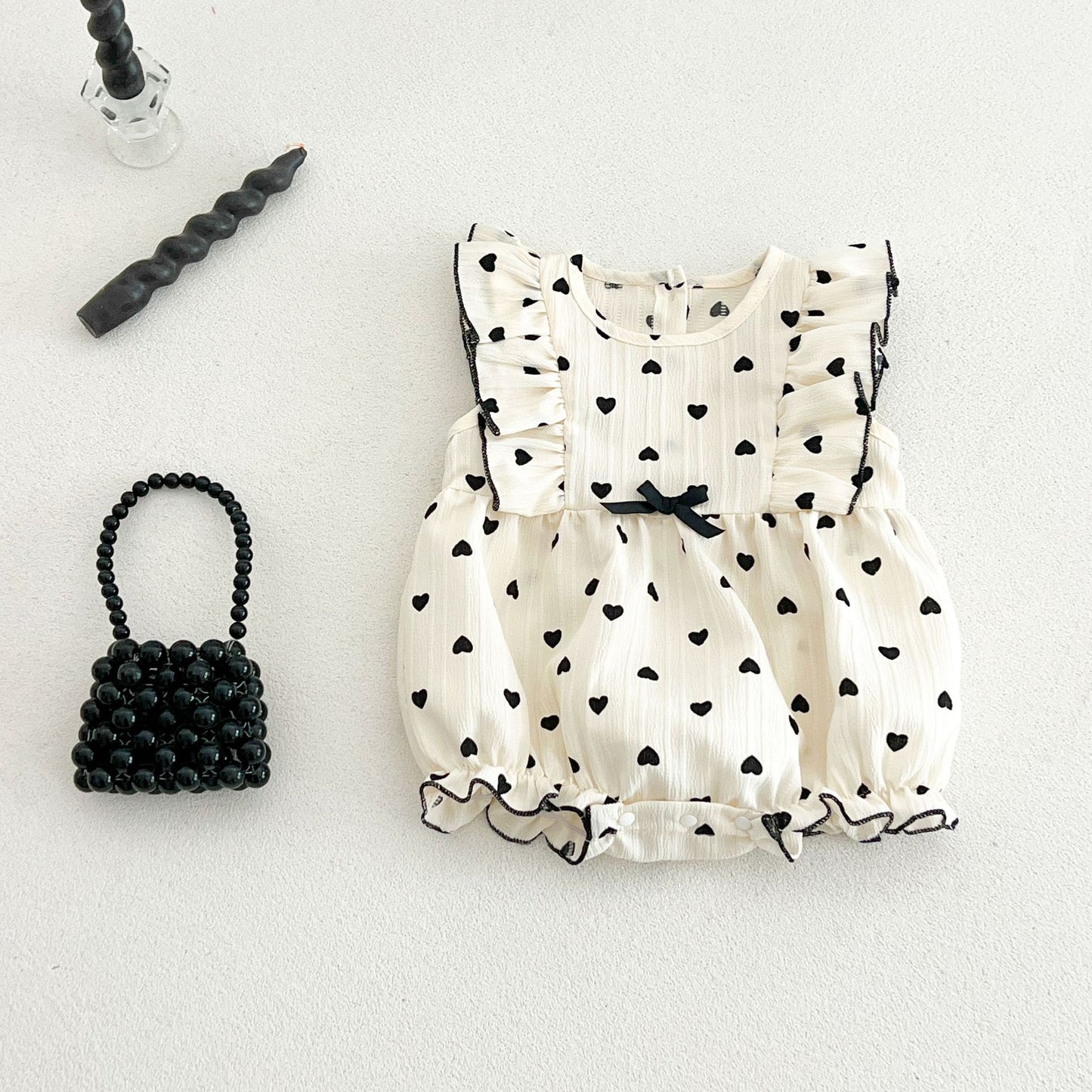 Korean Style Jacquard Dotted Prints Romper Infant Toddler Cute Flounced Jumpsuit, Climbing Suit