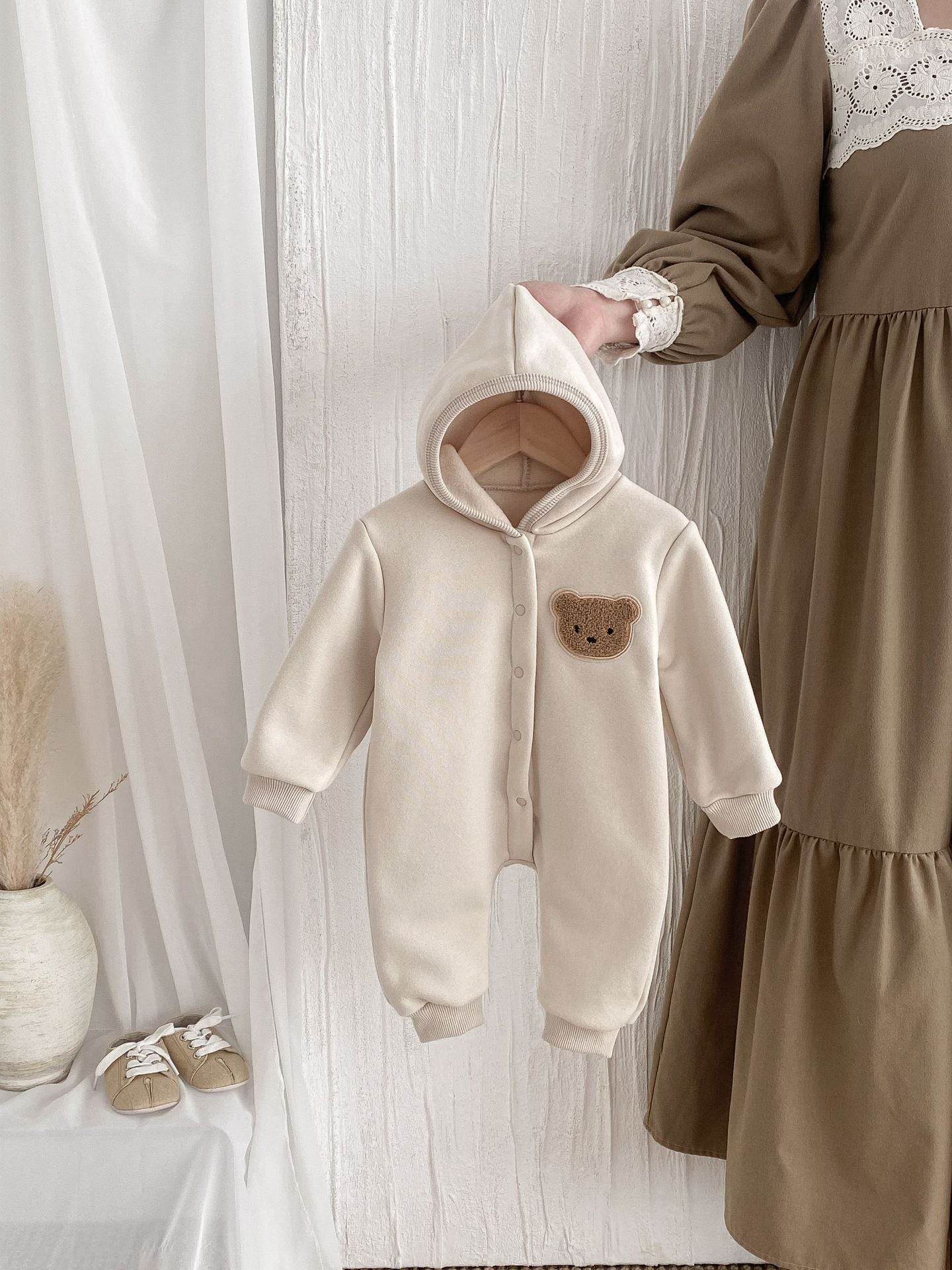 Women's & Men's Jumpsuit Thickened Fleece Bear Romper Born Fleece-lined Jumpsuit, Climbing Suit