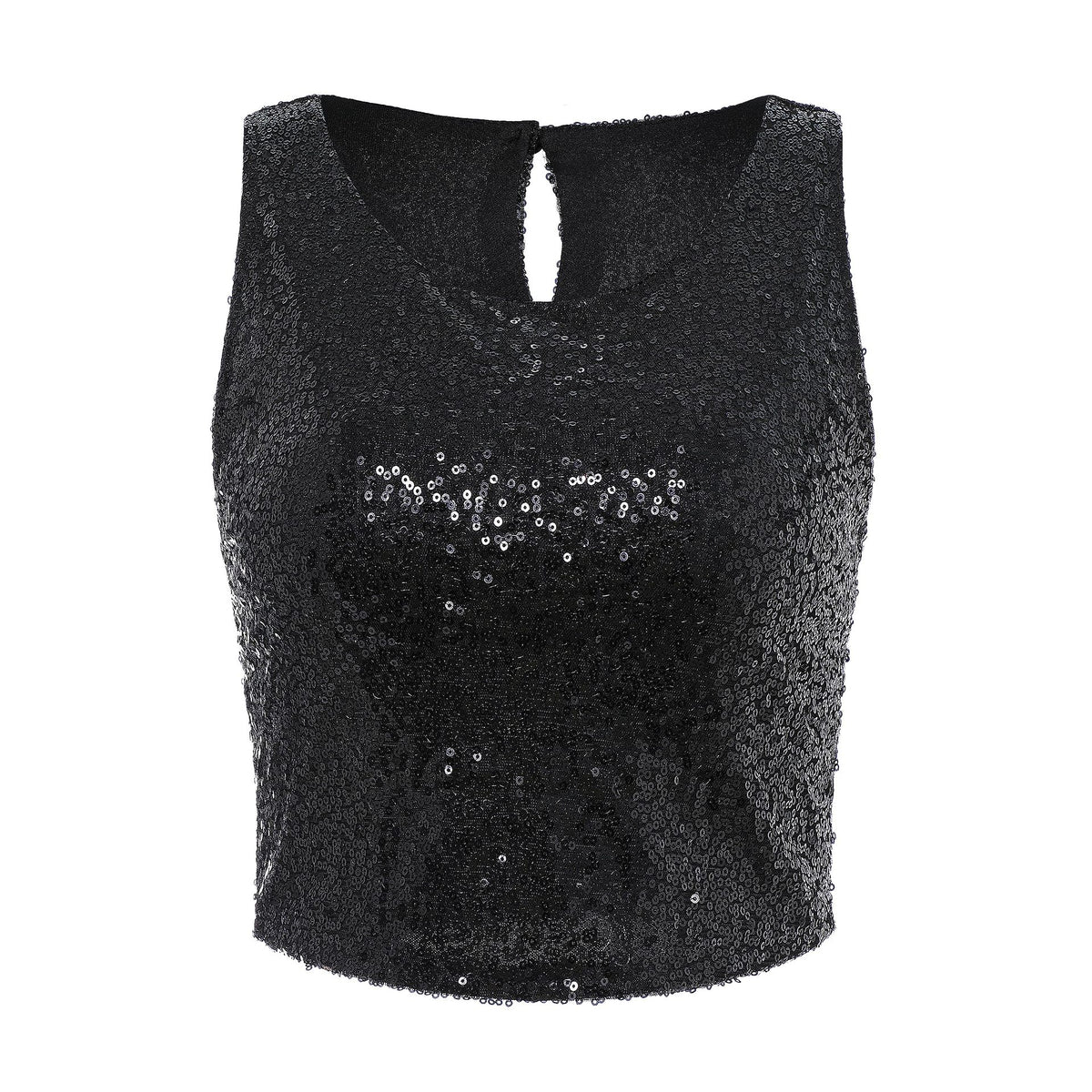 Fashion Casual Sequin Sequined Zipper Tank Vests