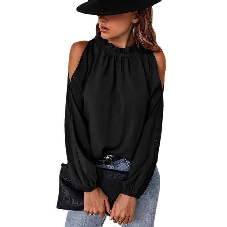 Graceful Women's Collar Cold-shoulder Elegant Fashion Tops