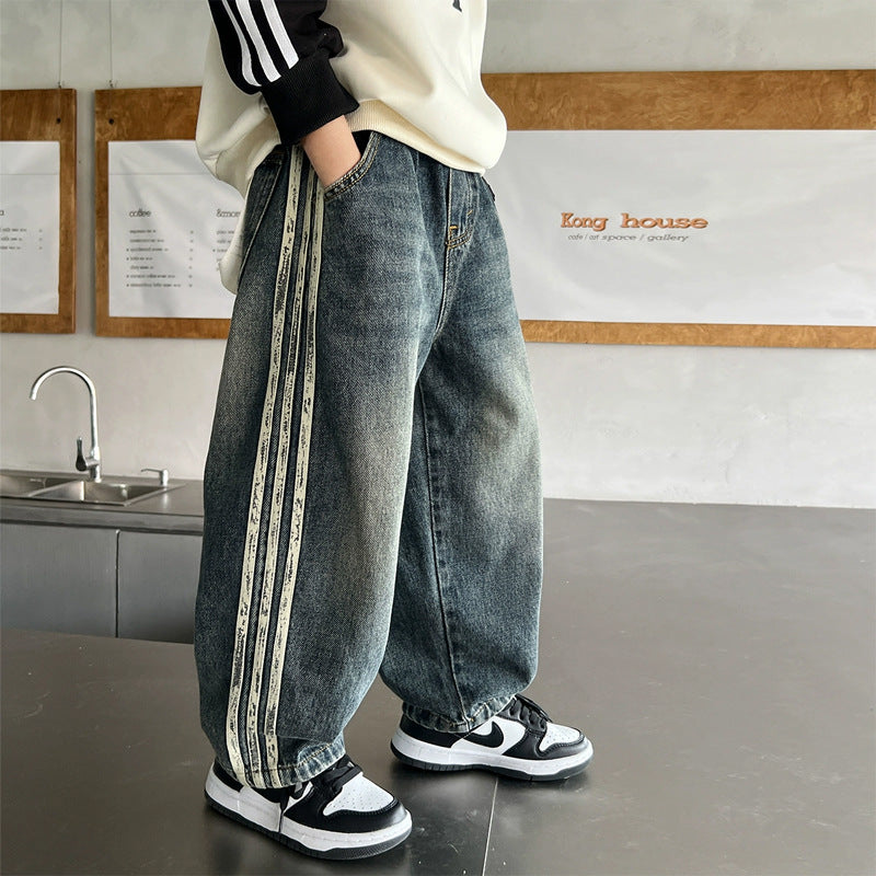 Children's Jeans Casual Straight Middle Big Autumn Clothing Children's Pants