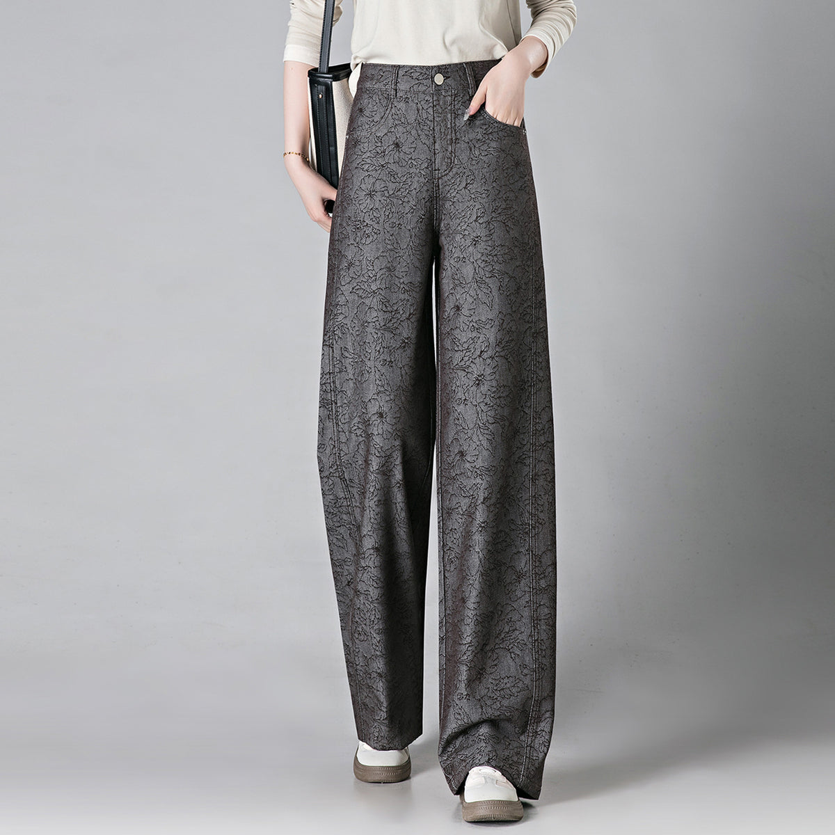 Women's High Waist Loose Slimming Printed Straight Casual Pants