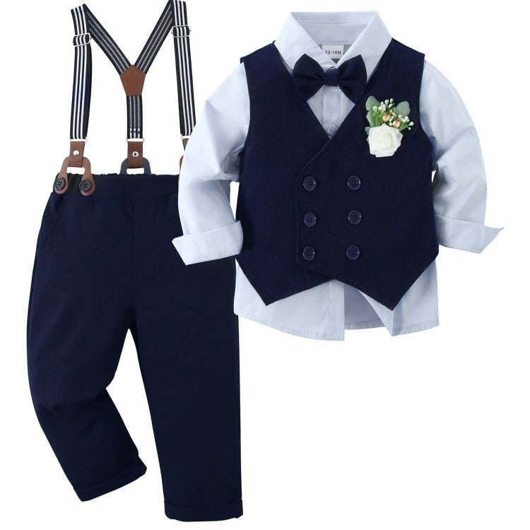 Shirt Vest Corsage Match Sets Boys Children's Suit