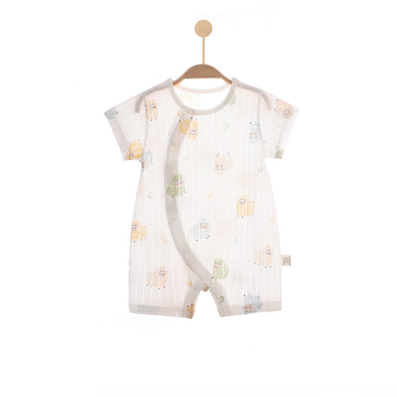 Women's & Men's Short Sleeve Rompers Summer Thin Class Pure Cotton Born Clothes Jumpsuit, Climbing Suit