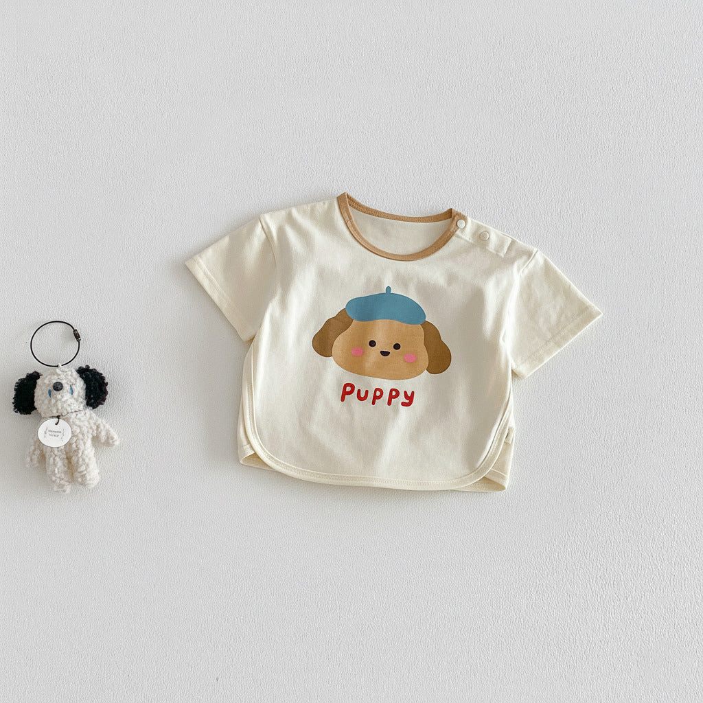 Children's Summer Korean Style Letter Print Design Sense Children's T-shirt
