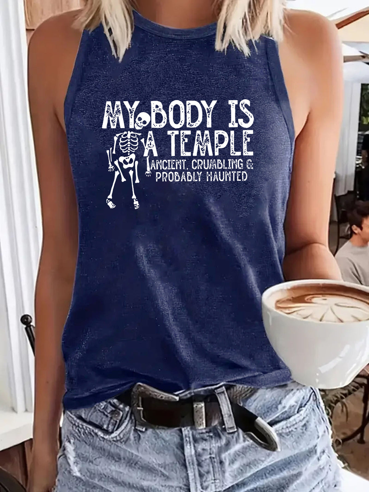 Women's Summer Casual Sleeveless Large Tanks Skull Clothing