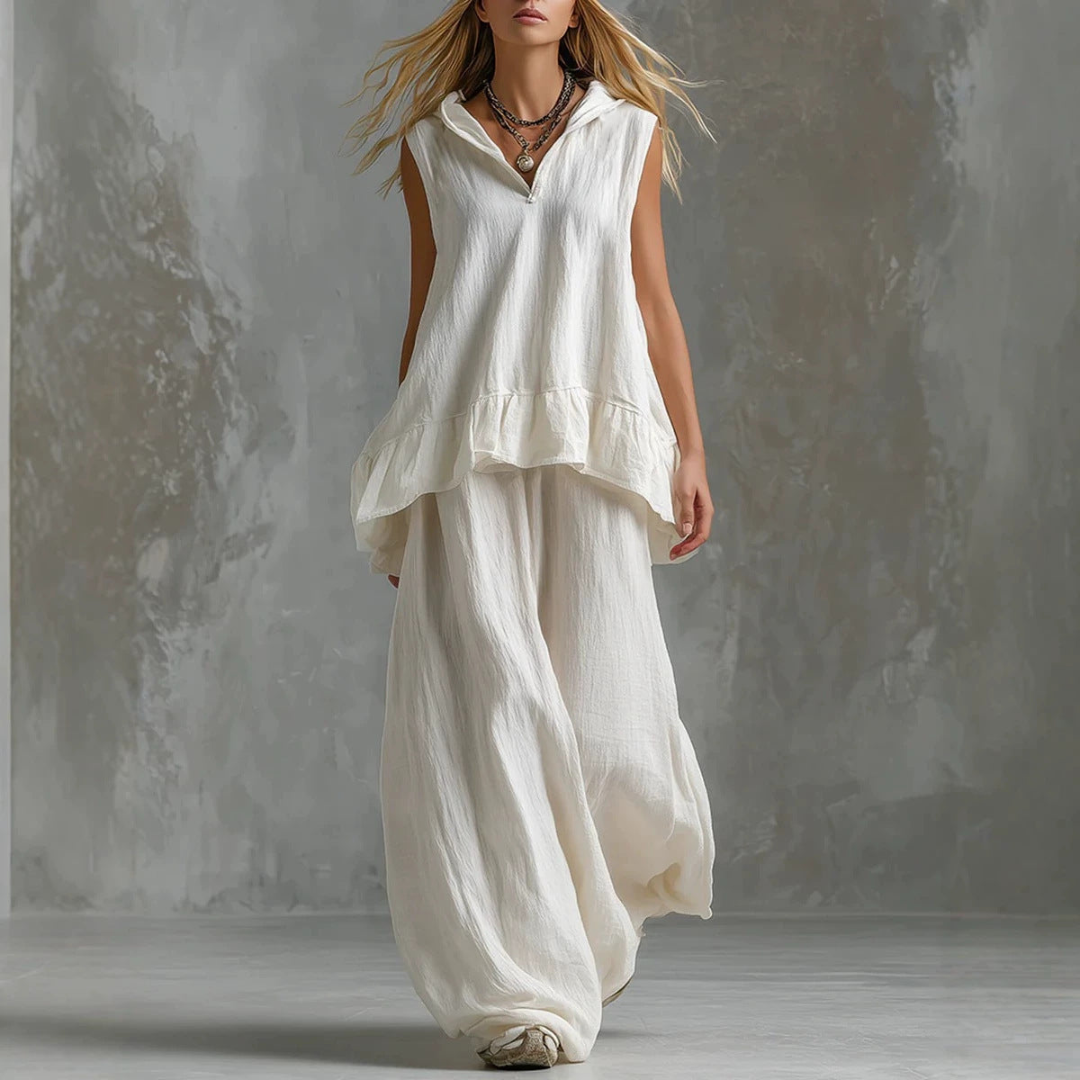 Women's Summer Solid Color Irregular Loose Fashion Casual Suit