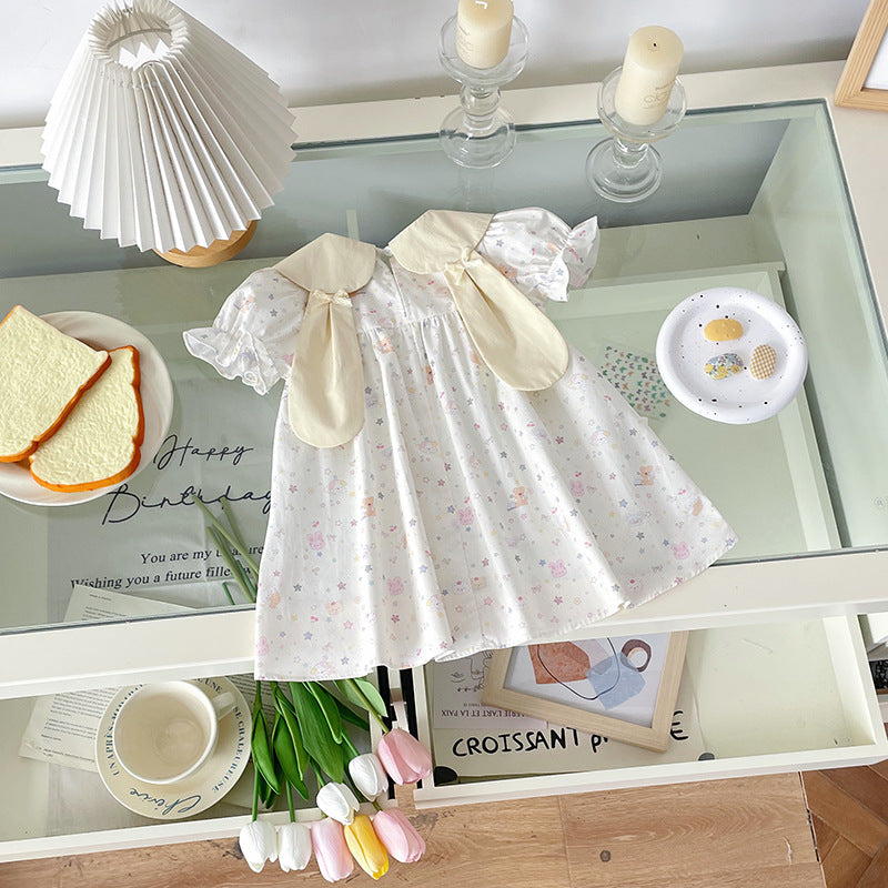 Summer Cartoon Full Printed Doll Collar Children's Dress