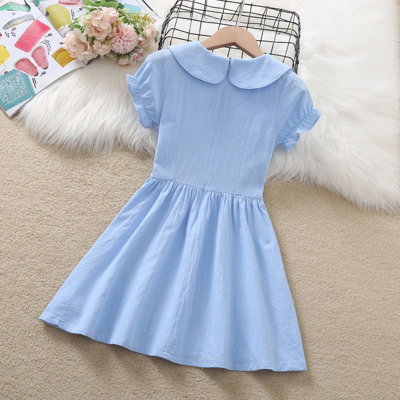 Summer Trendy Preppy Style Thin Short-sleeved Little Children's Dress