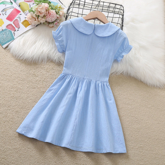 Summer Trendy Preppy Style Thin Short-sleeved Little Children's Dress