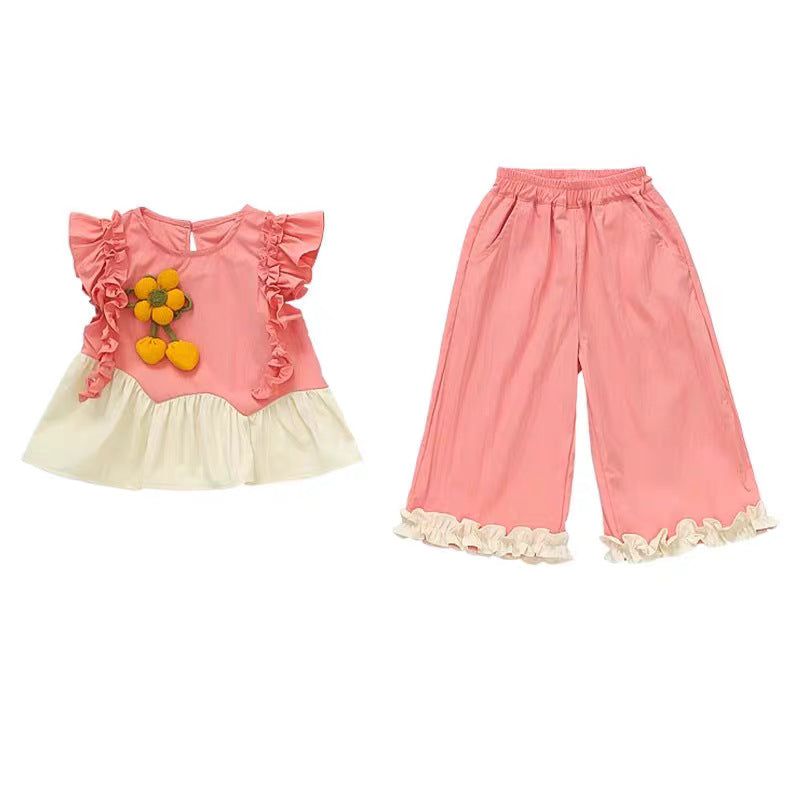 Western Style Fashion Mori Korean Top Trousers Two-piece Children's Suit
