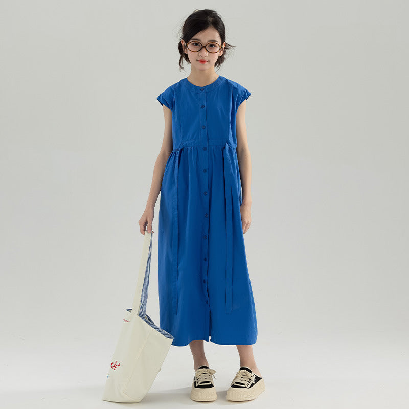 Children's Western Style Slip Summer Clothing Medium Large Wear Single-breasted Children's Dress