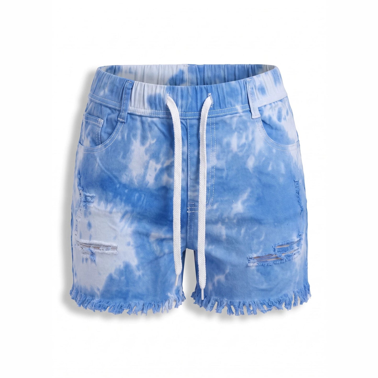 Women's Denim Capital High Waist Summer Drawstring Raw Pants