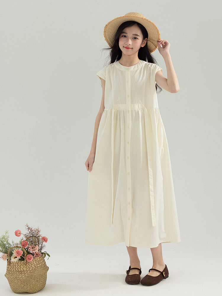 Children's Western Style Slip Summer Clothing Medium Large Wear Single-breasted Children's Dress