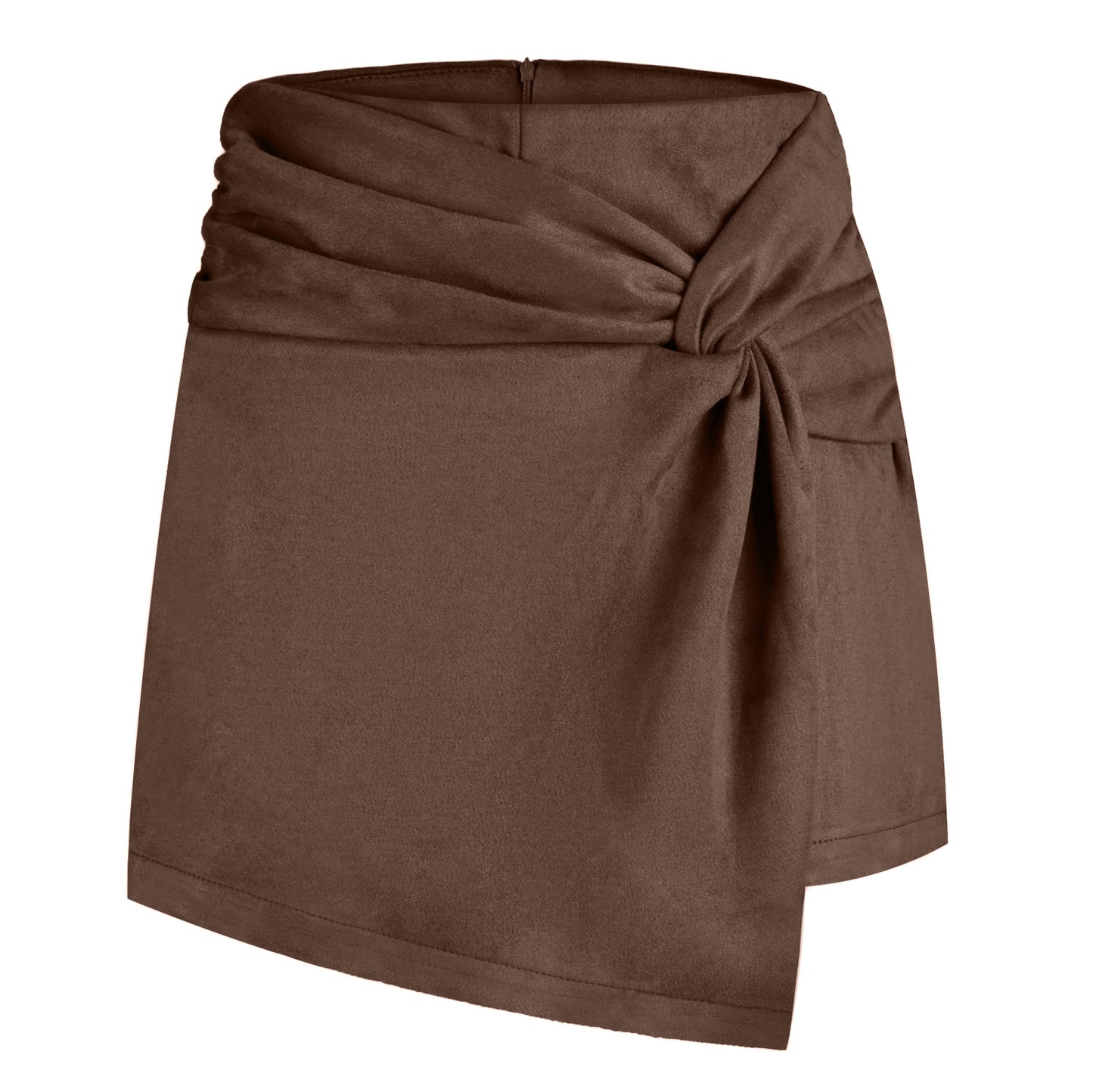 Women's Suede Kinked Heap Pleated Irregular Skirt